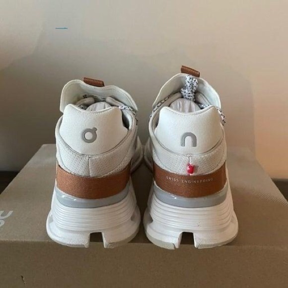 On Running White and Brown Sneakers - Picture 2 of 4